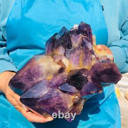 Échantillon de minerai en grappe de cristal violet naturel de 8,62 livres pour la guérison spirituelle Reiki.