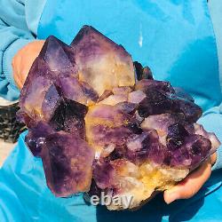 Échantillon de minerai en grappe de cristal violet naturel de 8,62 livres pour la guérison spirituelle Reiki.