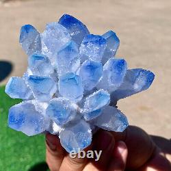 Échantillon minéral de cristal de quartz bleu Phantom nouvellement découvert de 344G restauré