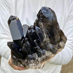 Échantillon minéral de cristal de quartz noir naturel et magnifique de 4,2 livres