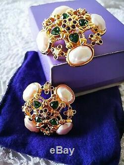 Elizabeth Taylor Avon 1994 Violet Toujours Haute Couture Earringsmega Rare