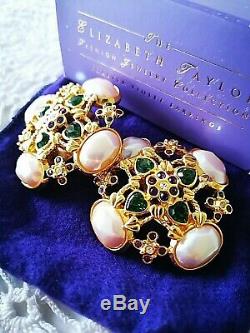 Elizabeth Taylor Avon 1994 Violet Toujours Haute Couture Earringsmega Rare