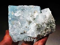 Énorme 444 G Aquamarine Gem Cristal Cluster Withmica, Nagar, Pakistan! Aq388