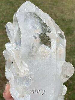 Énorme, Clair Arkansas Quartz Crystal Cluster! Jumeaux Attachés Et Arcs-en-ciel