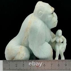 Exemplaire Minéral D'amas De Cristal De Quartz Naturel. Pierre D'amazonie. Sculpté. Orangutans