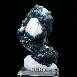Fluorite Bleu Naturel Avec Cristal Quartz Pointe Cluster Mineral Specimen
