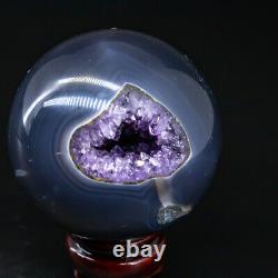 Géode Naturel Sphère Cristal Cluster Ball Decor Améthyst Reiki Healing Stand Q2