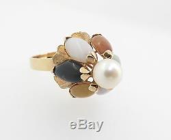 Gold 60 Vintage Jaune Perle Jade Quartz Style Princesse Anneau Val 2100 $