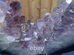 Grand Améthyste Artisan Géode Cristal Cluster Sur Mesure Iron Stand 2,6kgs