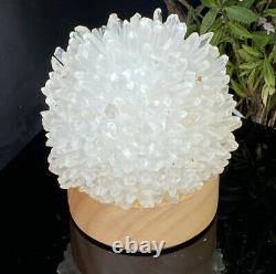 Grand! Belle Lampe De Cristal Blanc Naturel Quartz Cluster Unique Cristal Réel