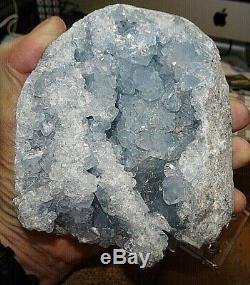 Grand Célestite Naturel Geode Cluster Quartz Crystal Healing Stand Madagascar