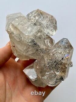 Grand Ny Herkimer Diamant Cristal De Quartz Cluster 5pc, Rainbows, Hydrocarbures
