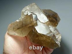 Grand, Rare, Glassy Luster Brown Smoky Quartz Crystal Cluster, Pakistan