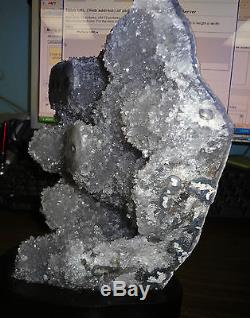 Grande Améthyseur Quartz Wavelite Cristal Cluster Geode De L'uruguay Avec Stalactite