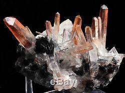 Hématite Noire Et Minéraux De Grappe De Quartz Rouge De 2,4 Lb De La Mine De Jinlong, Chine