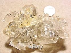 Herkimer Diamant Cristal De Quartz Avec Enhydro Etcetera. = Cluster Naturel
