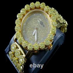 Hommes Ice House Vrai Diamant Joe Rodeo Canary Or Tone Finish Cluster Bezel Montre