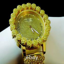 Hommes Ice House Vrai Diamant Joe Rodeo Canary Or Tone Finish Cluster Bezel Montre