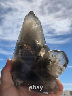 Incroyable Grand Smoky Quartz Cluster Unpolished Crystal! Brésil 806 Gm