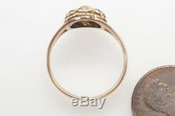 Jolie Antique Victorienne Anglais 15k Or Garnet & Crystal Cluster Ring C1870