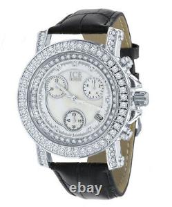 Khronos White Gold Tone Real Diamond Joe Rodeo Cluster Bezel Iced Watch With Date