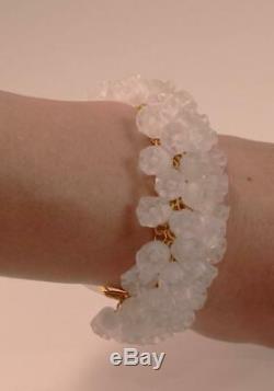 Lalique Muguet Bracelet En Cristal Clair Givré Avec Grappe De Fleurs De Grappes