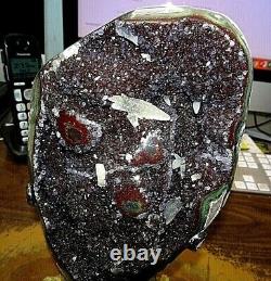 Lg. Améthyste Cristal Cluster Geode Uruguay Cathédrale Stalactite Bases Calcite