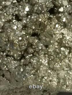 Magnifique Spécimen De Grappe De Cristal De Pyrite, Pérou 3.88lb! Imbéciles D’or! Aaa
