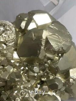 Magnifique Spécimen De Grappe De Cristal De Pyrite, Pérou 6.4lb! Imbéciles D’or! Aaa