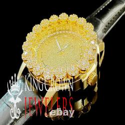 Mens Yellow Gold Real Diamond Khronos Joe Rodeo Cluster Flower Bezel Iced Watch