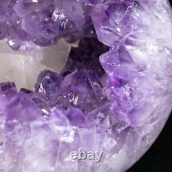 Natural Amethyst Geode Sphere Crystal Cluster Ball Healing Energy Décor Q25