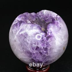 Natural Amethyst Geode Sphere Crystal Cluster Ball Healing Energy Décor Q25