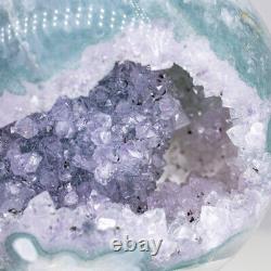 Natural Amethyst Geode Sphere Quartz Cluster Ball Healing Energy Decor Gift Q80