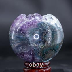 Natural Amethyst Geode Sphere Quartz Cluster Ball Healing Energy Ornaments Q118