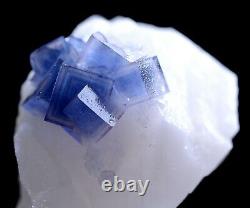 Natural Rare Clear Blue Cube Fluorite Crystal Cluster Mineral Specimen 60g