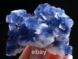 Natural Transparent Blue Cube Fluorite Crystal Cluster Mineral Specimen 85g