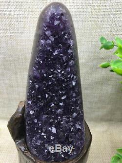 Naturel Uruguay Deep Purple Cristal Quartz Améthyste Geode Clusters + Stand A34
