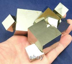 Neuf! Cubes De Cristal Pyrite 100% Naturels! Dans Un Cluster Énorme Espagne 794gr