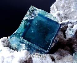 Nouveau Trouver Transparent Cube Bleu Fluorite Crystal Cluster Minéral Spécimen 577g
