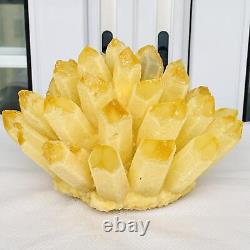 Nouvelle découverte d'un spécimen minéral de cluster de cristaux de quartz jaune fantôme, guérison, 3780g.