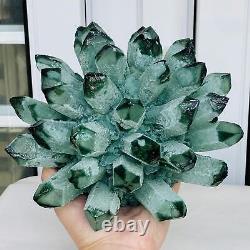 Nouvelle découverte de spécimen minéral de grappe de cristal de quartz de fantôme vert pour la guérison, poids de 3500G.