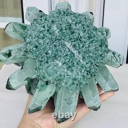 Nouvelle découverte de spécimen minéral de grappe de cristal de quartz de fantôme vert pour la guérison, poids de 3500G.