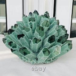 Nouvelle découverte de spécimen minéral de grappe de cristaux de quartz fantôme vert pour guérison, 4530G