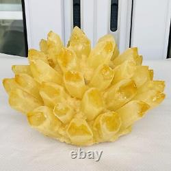 Nouvelle découverte - spécimen de cristal de quartz jaune en grappe de phantôme - minéral de guérison de 3940 g