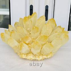Nouvelle découverte : spécimen minéral de grappe de cristaux de quartz jaune fantôme, pour guérison, pesant 3900 g.