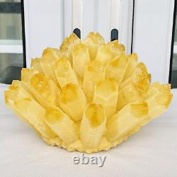 Nouvelle découverte : spécimen minéral de groupe de cristaux de quartz jaune fantôme, guérison, poids de 3780g.