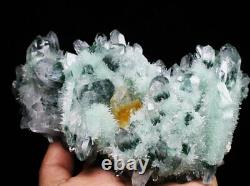 Nouvelle trouvaille : amas de cristaux de quartz fantôme vert/jaune de 2,66 livres.