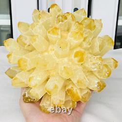 Nouvelle trouvaille de spécimen minéral de grappe de cristaux de quartz jaune Phantom pour la guérison, 3874g