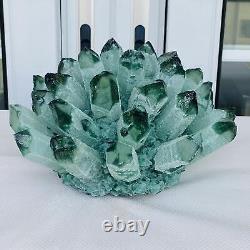 Nouvelle trouvaille de spécimen minéral en grappe de cristal de quartz fantôme vert pour la guérison, 3500G
