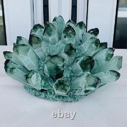 Nouvelle trouvaille de spécimen minéral en grappe de cristal de quartz fantôme vert pour la guérison, 3500G